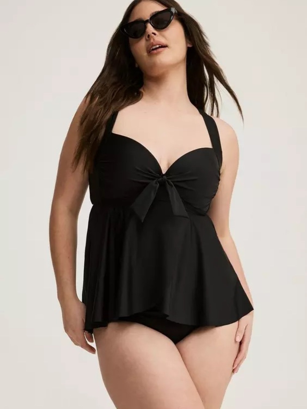 Torrid Wireless Push-Up Babydoll Tie-Front Tankini